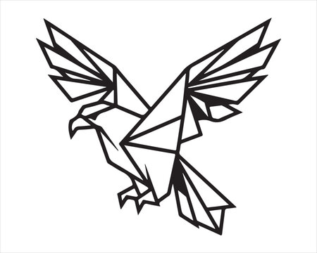 Abstract geometric eagle silhouette created from sharp lines and shapes with geometric silhouette abstract predator minimalist wildlife majestic predatory creative illustration stylized