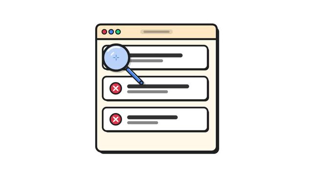 Animated Search Failure in User Interface, Digital Error Video