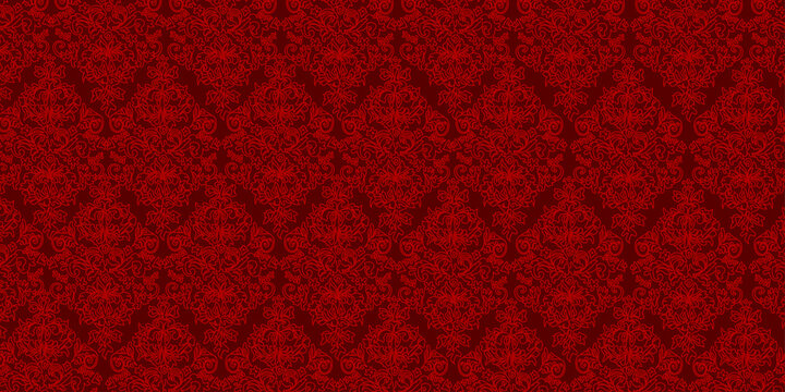 Dark Red Vintage Damask Seamless Pattern Background