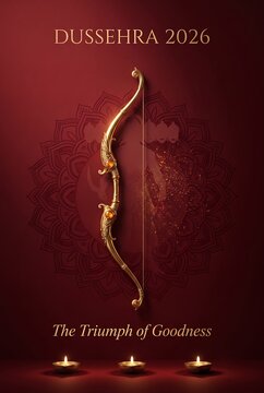 Golden Bow and Arrow for Dussehra Festival Poster