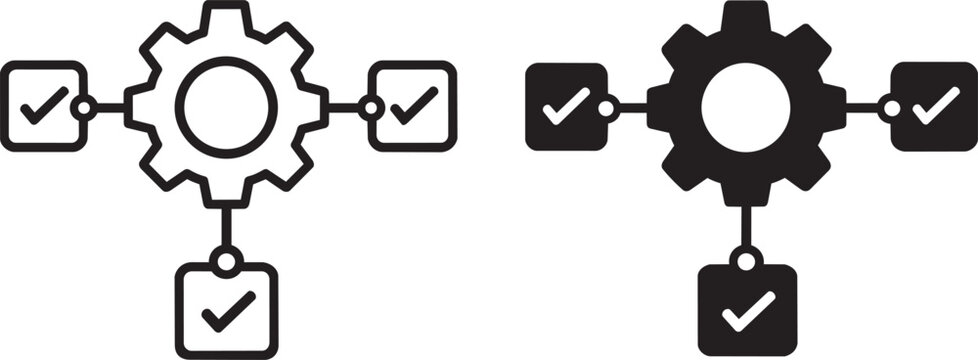 gear with checked boxes workflow management symbol vector illustration