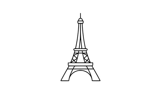 Eiffel Tower Paris Landmark Thin Line Vector Icon