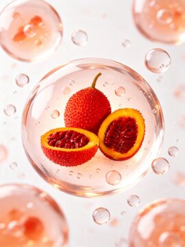 Gac extract serum ingredient bubbles concept