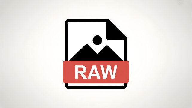 Raw image file format icon on white background