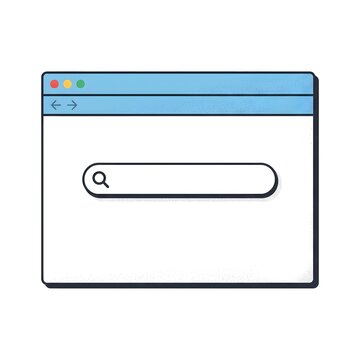Browser window with search bar illustration isolated on white
