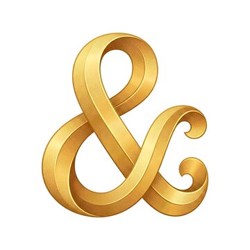 Golden ampersand symbol crafted with elegant ribbon curves