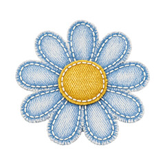Obraz premium PNG Embroidered denim daisy patch.