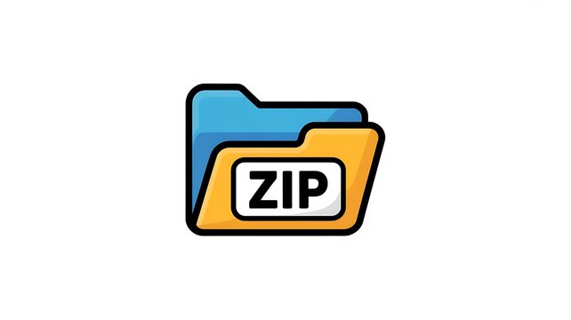 Blue and yellow zip folder icon illustration