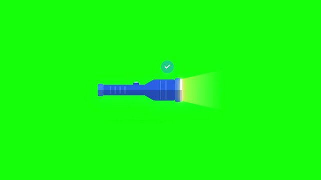 Flashlight animation set with status icons on green screen background