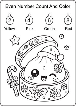 Santa Dumpling Christmas Color by Number Worksheet