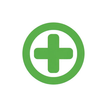 Green plus symbol inside circle for add or new item concept on transparent background.