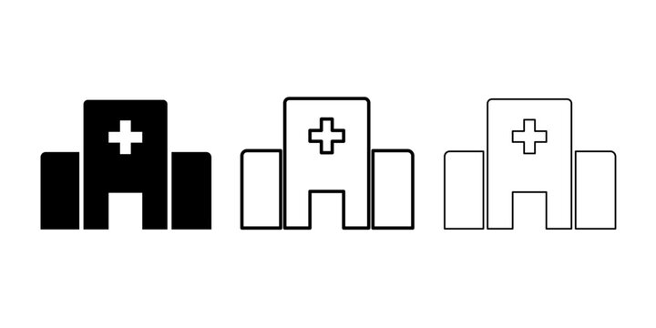Black shield icon set, flat security design