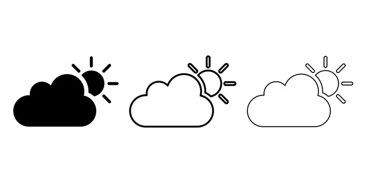 Sun brightness adjustment icons in minimalist style