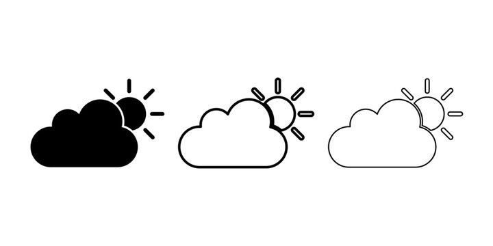 Sun brightness adjustment icons in minimalist style