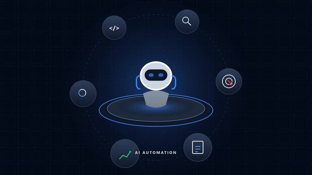 Animated Artificial Intelligence Automation Neural Network Hud Technology Motion Graphic Loop Featuring Futuristic Digital Technology Elements for Corporate and UI Presentations
