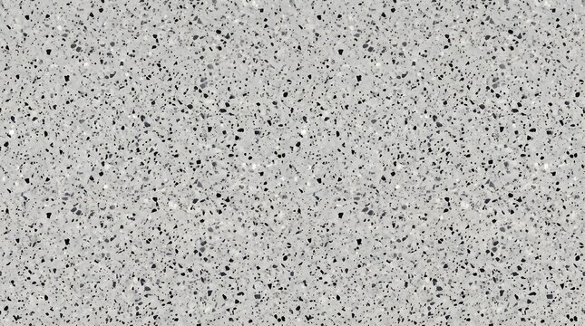 Polished light grey terrazzo floor surface featuring dense scattered dark granite stone chips and speckled mineral aggregate details captured in a high resolution architectural material texture