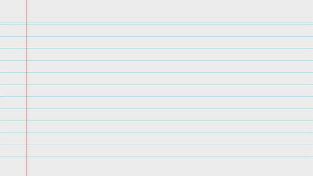 Lined notebook paper with red margin line with paper on transparent background PNG