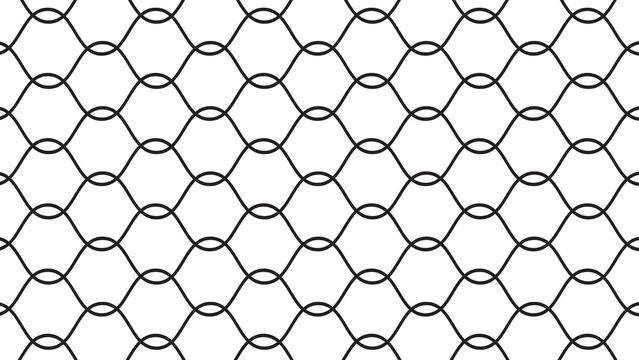 Seamless repeating pattern of interlocking wavy black lines on transparent background PNG