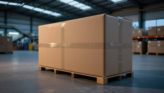 Cardboard box pallet warehouse packaging facility industrial storage shipping container