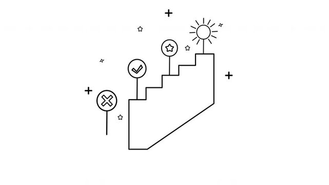 quality Check loop video motion graphic steps to success with checkmark cross icon