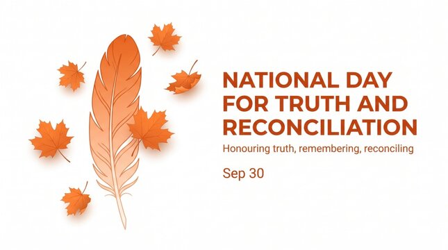 National day for truth and reconciliation poster design with autumn leaves