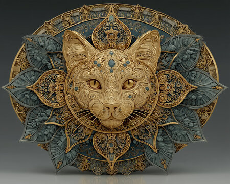 Metallic cat mandala