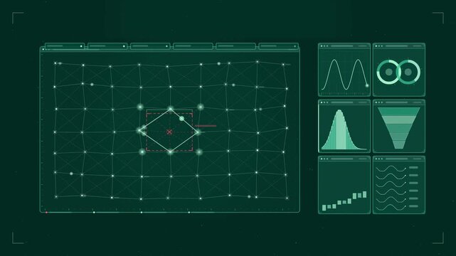 Abstract animated mesh topology healing around drawn as cyan and teal lines and shapes on a deep dark background. Seamless looping 4K motion graphics video with free space for text, ideal for technolo