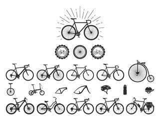 Bicycle Silhouette Icon Set - Vector Collection of Road, Mountain, and Vintage Bikes © Anna