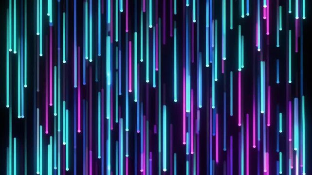 Abstract Digital Rain Background with Glowing Neon Lines