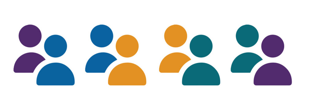 People and User Profile Group Icons Set, Flat Teamwork and Community Vector Symbols Isolated on White Background