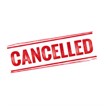 Red rubber stamp with the word cancelled isolated on white background isolated on transparent background