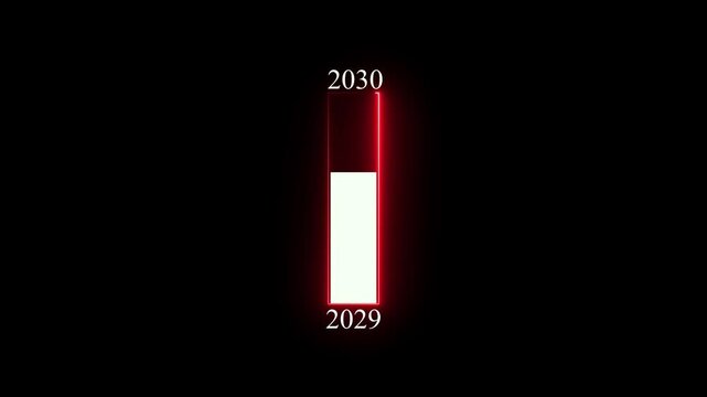 Abstract glowing Loading bar animation from 2029 to 2030 new year transfer animation. Year change conce