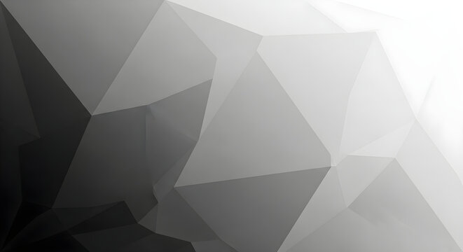 Abstract Monochromatic Low Poly Geometric Background Design Featuring Soft Grayscale Gradient Transitions for Modern Digital Art and Projects