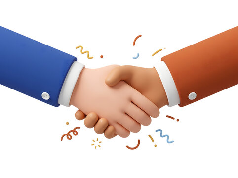 3d illustration of a business handshake isolated on white isolated on transparent background