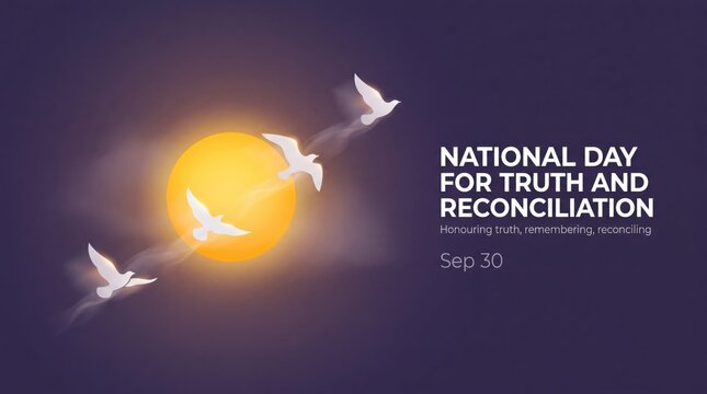National day for truth and reconciliation poster with doves and sun