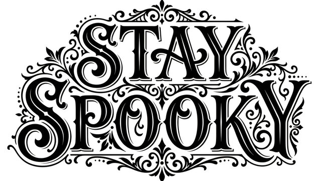Vintage decorative typography design with the words stay spooky in black