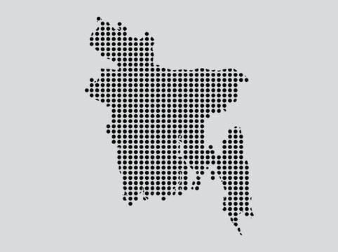 Abstract Dotted Map of Bangladesh - Modern Halftone Style Vector Graphic for Infographics and Geography