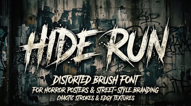 Distorted brush font with chaotic strokes on graffiti wall