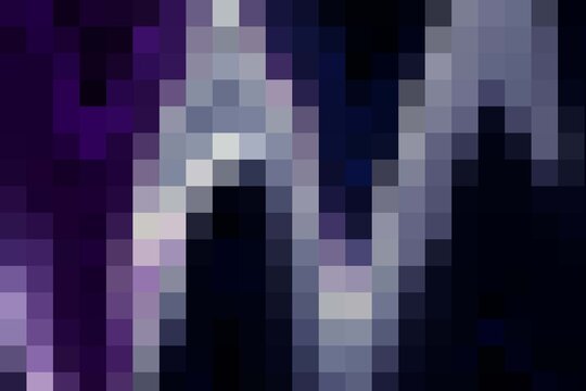 Abstract pixelated background with purple and blue gradients symbolizing digital disruption and innovation