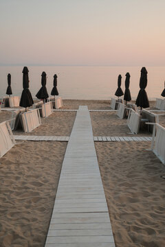 Wooden path on a beach