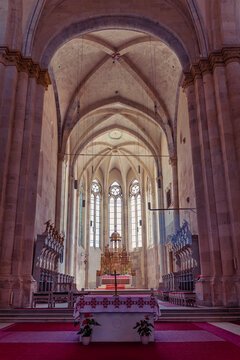 Gothic sanctuary and altar inside Saint Michael Cathedral in Alba Iulia Romania