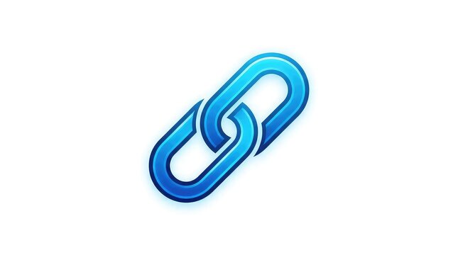 Blue chain link icon on white background