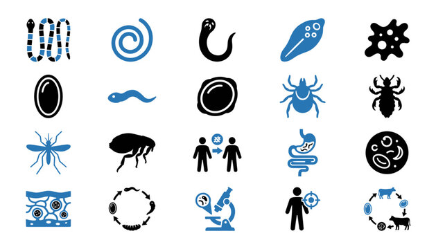 immunology immune response and antibody defense icon set vector .