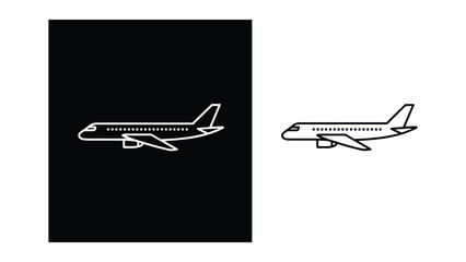 Minimalist airline airplane icon outline on contrasting background for travel and aviation themes © Innovation Galary