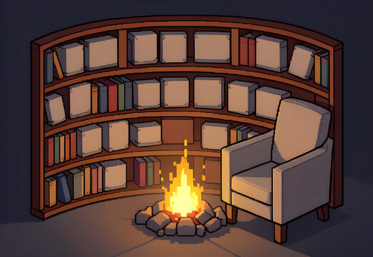 Enchanted library with blank clothbound books
