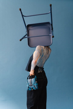 Surreal Blue Chair Headpiece With Handbag