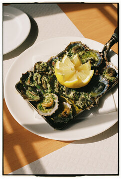 Grilled Limpets with Garlic Butter and Lemon in Madeira Restaurant