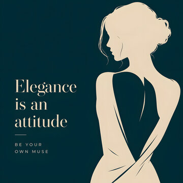 Elegant woman silhouette in soft beige against deep teal background for self care brand identity social media quote post or modern boutique marketing assets.