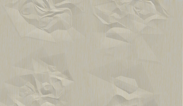 Crushed paper formations create a polygonal textured background in shades of pale beige and cream crumpled creased folded texture geometric.