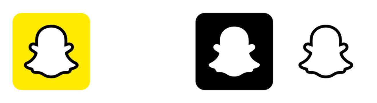 Snapchat logo set. Color, white and black Snapchat logos